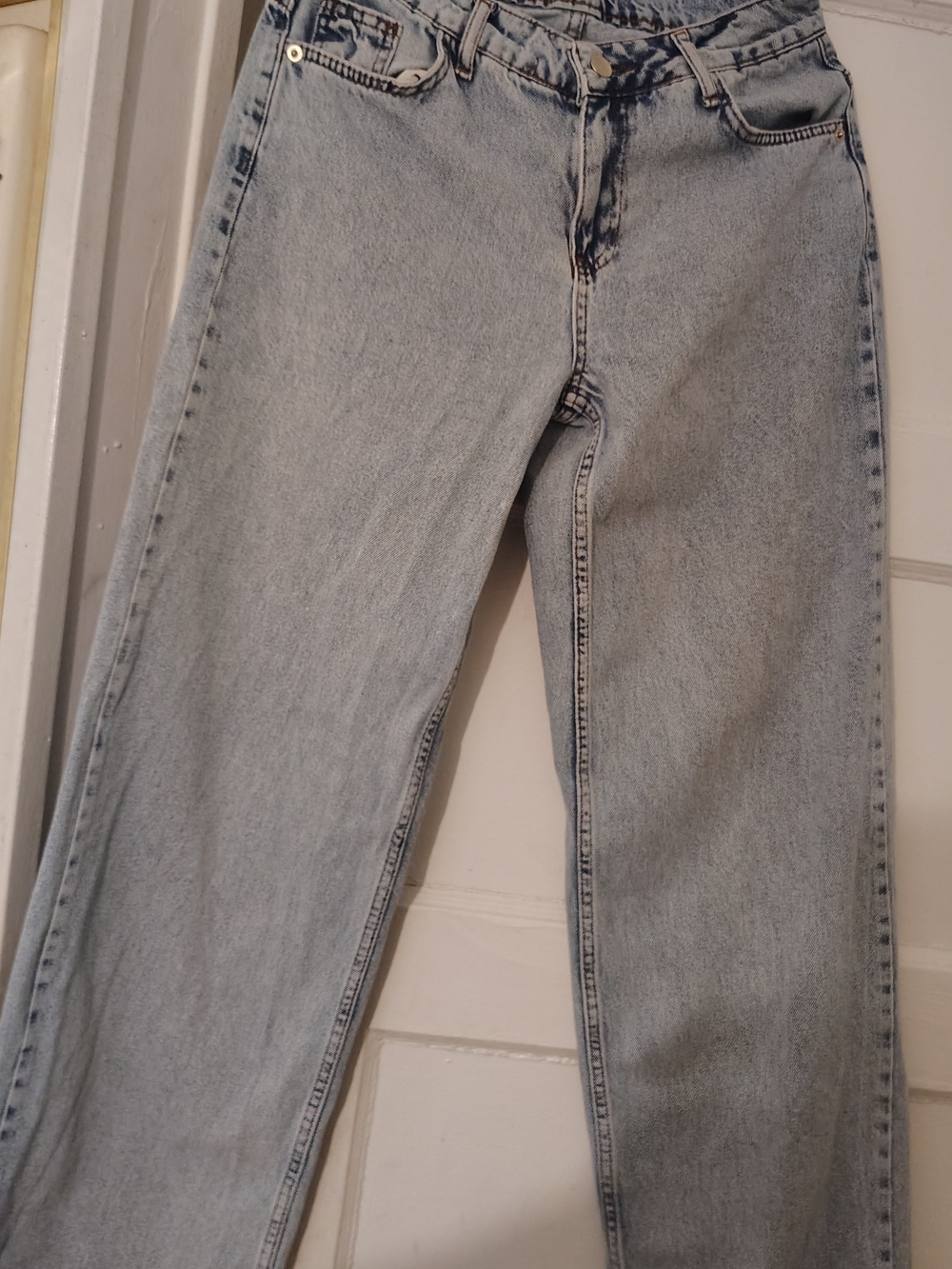 Women's Wide Leg Jeans - Light Blue